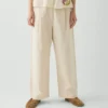 Pleat Front Cotton Pants