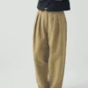 Pleat Front Stripe Cotton Linen Pants