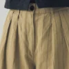 Pleat Front Stripe Cotton Linen Pants