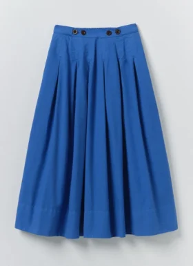 Pleated Cotton Linen Poplin Skirt