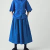 Pleated Cotton Linen Poplin Skirt