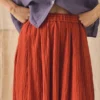 Pleated Cotton Stripe Skirt