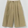 Pleated Cotton Twill Shorts