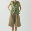 Pleated Cotton Twill Shorts