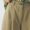 Pleated Cotton Twill Shorts