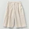 Pleated Denim Shorts