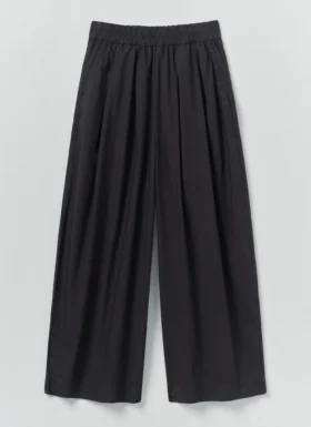Pleated Pull On Cotton Poplin Pants