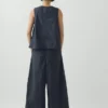 Pleated Pull On Cotton Poplin Pants
