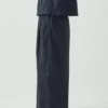 Pleated Pull On Cotton Poplin Pants