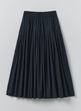 Pleated Raised Stripe Cotton Skirt