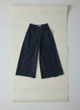 Pleated Wrap Denim Culottes