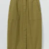 Straight Cotton Twill Skirt