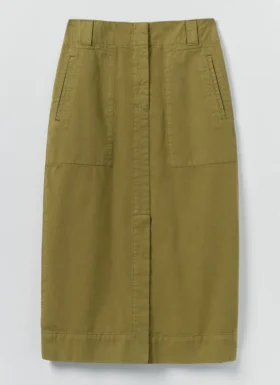 Straight Cotton Twill Skirt