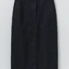 Straight Indigo Denim Skirt