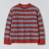Stripe Donegal Wool Crew Neck Sweater