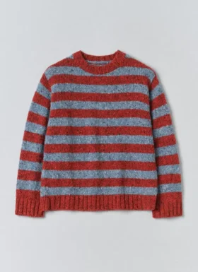 Stripe Donegal Wool Crew Neck Sweater