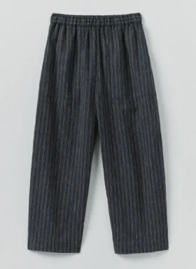 Stripe Linen Cotton Barrel Leg Pants