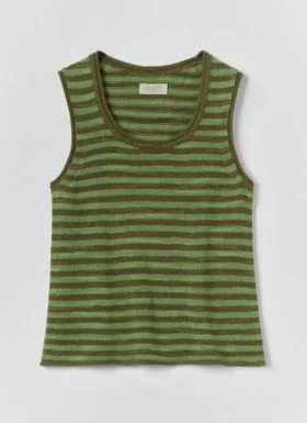 Stripe Linen Cotton Knitted Vest