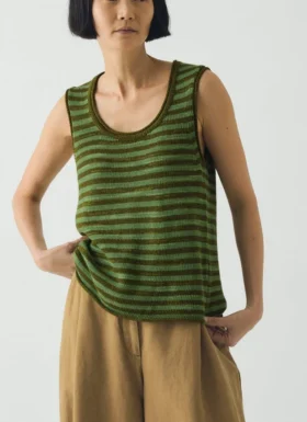 Stripe Linen Cotton Knitted Vest