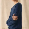 Stripe Wool Cashmere Neat Sweater