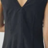 V Neck Cotton Linen Poplin Dress