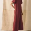 V Neck Garment Dyed Linen Jumpsuit