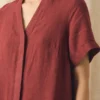 V Neck Garment Dyed Linen Jumpsuit