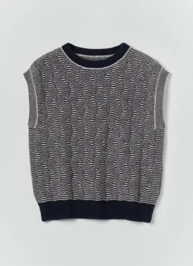 Wavy Stripe Knitted Wool Cotton Top