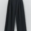 Wide Leg Cotton Linen Twill Pants