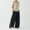 Wide Leg Cotton Linen Twill Pants