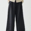 Wide Leg Cotton Linen Twill Pants