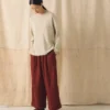 Wide Leg Pull On Crinkle Cotton Gauze Pants