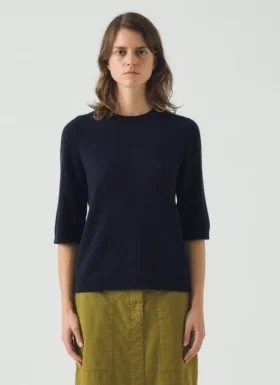 Wool Cashmere Half Sleeve Sweater